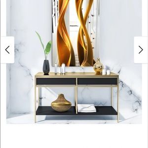 Wall Art- Printed gold wave mirror perfect condition